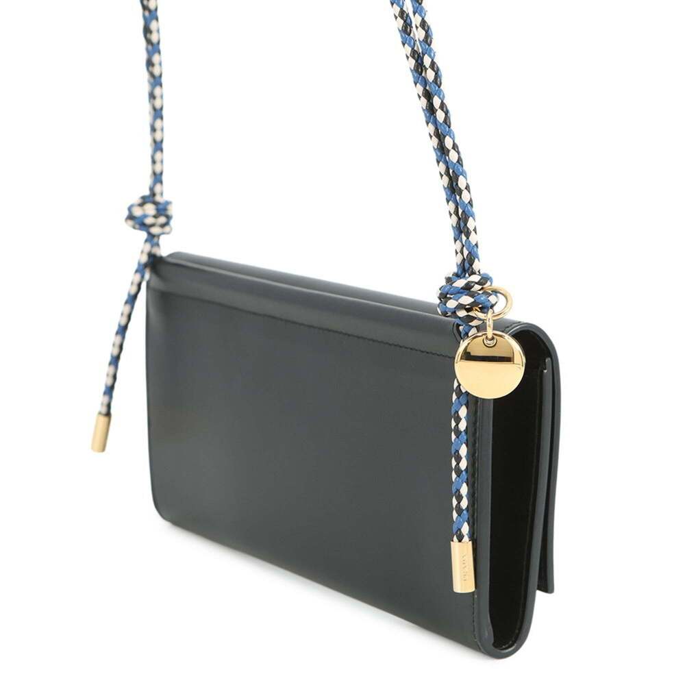 Prada Triangle Shoulder Wallet with Strap, Leather, 1MT027, Black - Picture 2 of 14